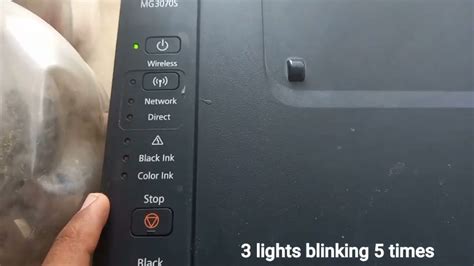 Canon mg3070s blinking 5 times.  Perform solutions according to the indic...