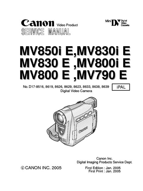 Canon mv 790 800 mv 830 850 manuale di riparazione. - The musician s home recording handbook reference.