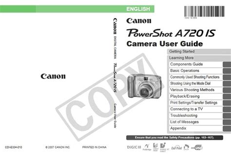 Canon powershot a720 is owners manual. - Nissan primastar 2007 fabrik service reparaturanleitung.