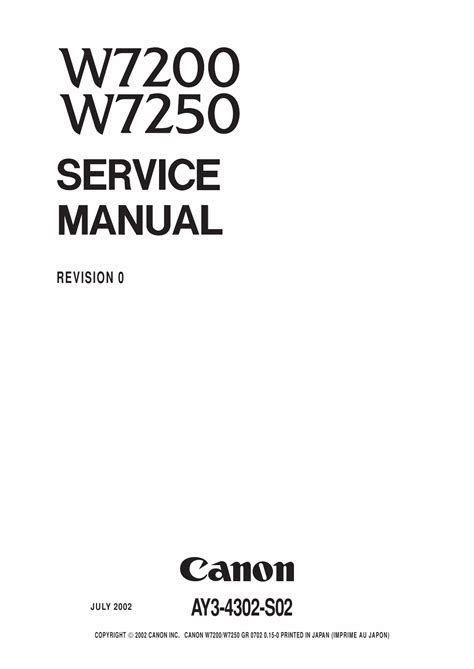 Canon w7200 w7250 printer service repair manual parts catalog. - 2005 suzuki 115 4 stroke manual.
