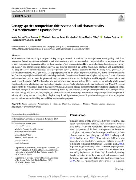 Canopy species composition drives seasonal soil characteristics in …