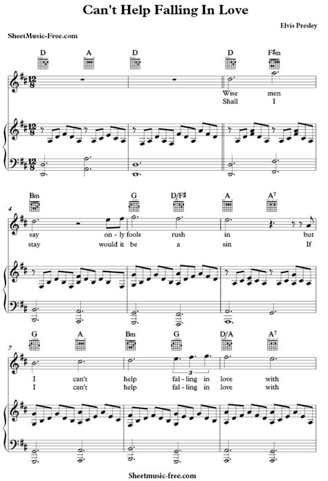 Cant Help Falling in Love Piano Tutorial and sheet music Free Printable