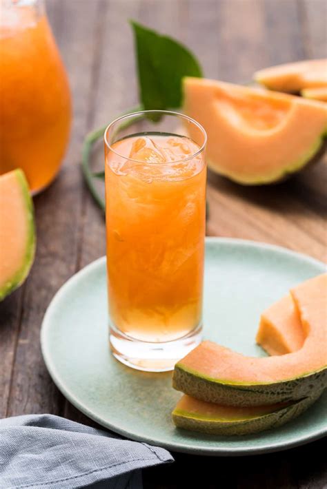 Cantaloupe juice. Ingredients. To make this cantaloupe shake, gather cubed cantaloupe, unsweetened plain yogurt, orange juice, and ice. Because the high water content of melon can lead to a watery texture, you’ll also need a half-cup of another fruit, such as mango. 