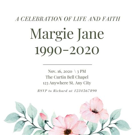 Canva funeral invitation.  Same-day shipping.  Step-by-step guide with pro tips and ready...