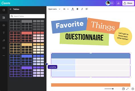 Canva questionnaire template