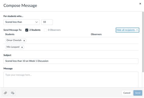 Canvas message students who.  Select the Assignment you wish to message students about.  Yo...