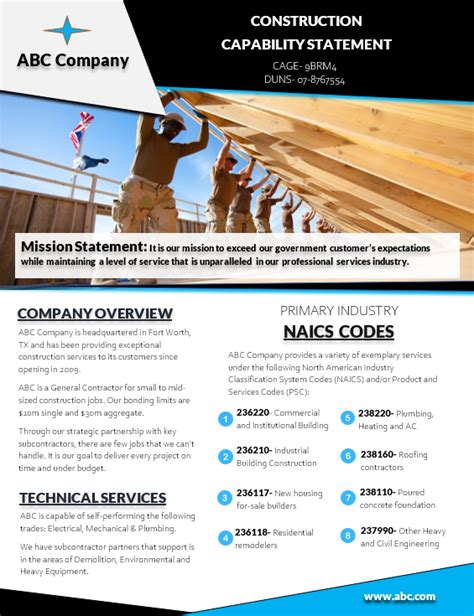 Capability Statement Templates Govkidmethod Com