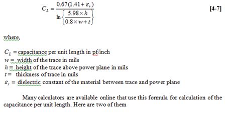 Capacitance per unit length formula.  To get the precise value of the cap...