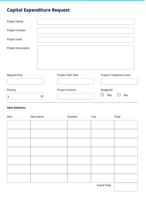 Capital Expenditure Request Form Template