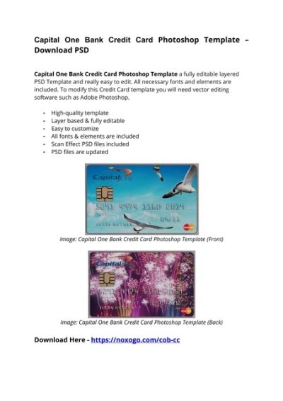 Capital One Bank Credit Card PSD Template Download File