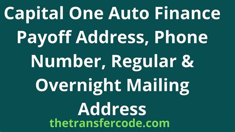 Capital one auto finance overnight payoff address. Main Address Chrysler Capital P.O. Box 961275 Fort Worth, TX 76161 Payment Address Chrysler Capital – Retail P.O. Box 660335 Dallas, TX 75266-0335 Chrysler Capital – Lease P.O. Box 660647 Dallas, TX 75266-0647 Titles 855-531-5531 Monday through Friday – 7 a.m. to 5 p.m. CT Saturday – Closed Employment Interested in joining our team? 