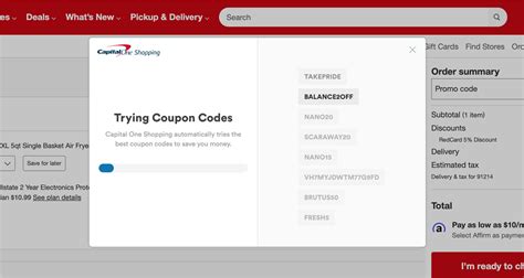 Capital one coupon finder. Get 3% back on purchases when you shop on Vrbo. *exclusions apply: Not eligible on bookings below $20, listing renewals, and refer-a-friend coupon codes that start with "RAF". Shopping Rewards are only issued after a completed stay. Last activated a … 