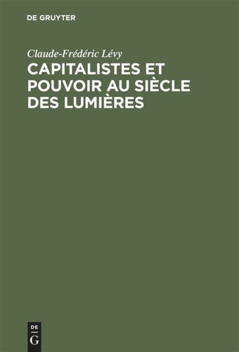 Capitalistes et pouvoir au sie  cle des lumie  res. - Handbuch des us-amerikanischen handels-, gesellschafts- und wirtschaftsrechts.