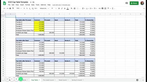 Capitalization Table Excel Matttroy