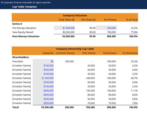 Capitalization Table Guide, Example, Download a Cap Table