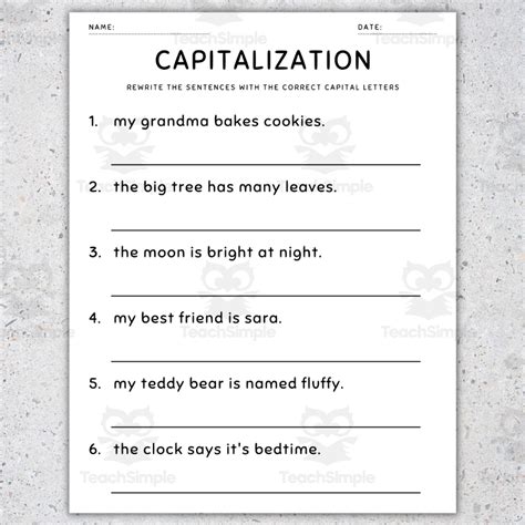 Capitalization Worksheet For Grade 1