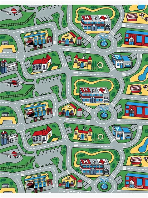 Car City Carpet Road Rug 90s Nostalgic Toy Poster by pixlpizza