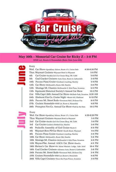 Car Cruise Calendar