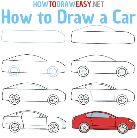 Car Drawing — How To Draw A Car Step By Step - I Heart …