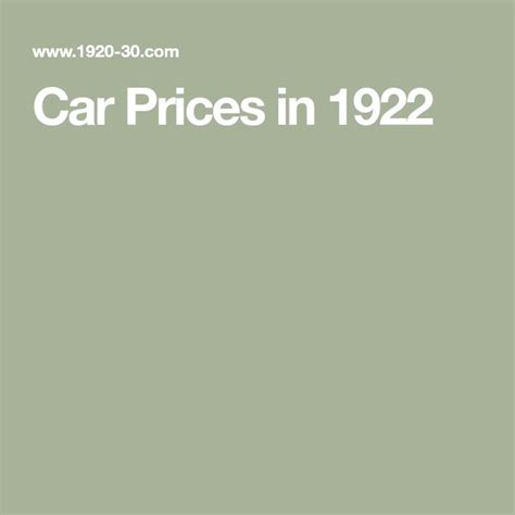 Car Prices in 1922 - 1920-30.com