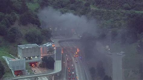 Car fire blocking eastbound traffic at Caldecott Tunnel