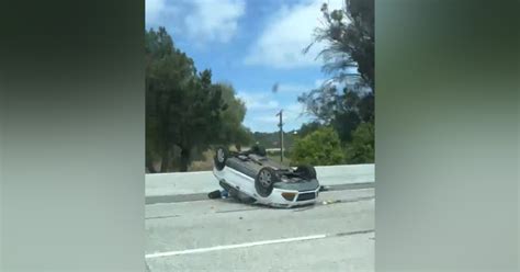 Car overturned in relation to shooting blocks I-580: officials