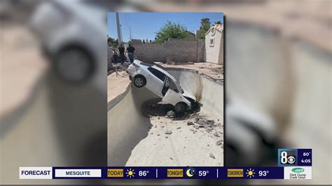 Car plows into backyard pool during hit-and-run crash in Las Vegas