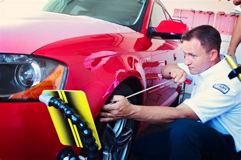 Car scratch and dent repair. However, standard dent removal will be performed if the dent is accompanied by sharp or torn edges, scratched or broken paint, or if it is near the end of a ... 