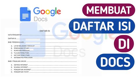 Cara membuat daftar isi di google docs dengan titik titik