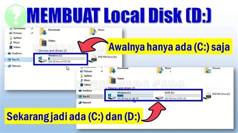 Cara membuat local disk d atau data d