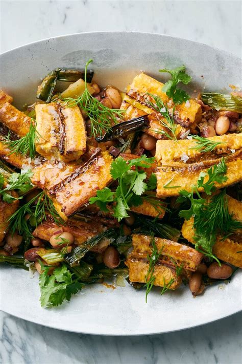 Caramelized Plantains With Beans, Scallions and Lemon