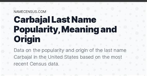 Carbajal last name origin. Not so famous, not so unique #carbajal #lastname #fyp #foryoupage #mexicanlastnames. luiscarbajalrealtor. 82 ... Hispanic Last Name Origin · Rarest Hispanic ... 