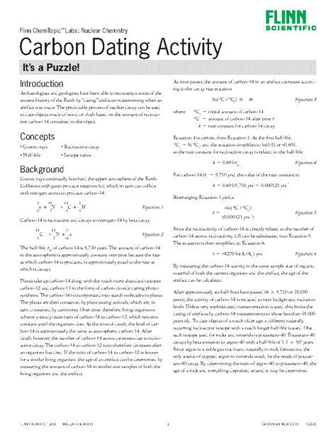 Carbon dating activity puzzle answers