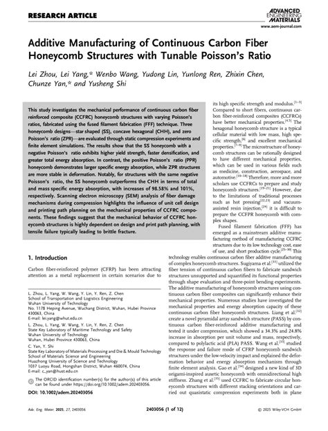 Carbon fiber poisson ratio.  High Additive Manufacturing of Continuous Car...