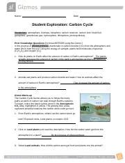 CarbonCycleSE 2 .docx - Name: Date: Student Exploration: Carbon Cycle ...