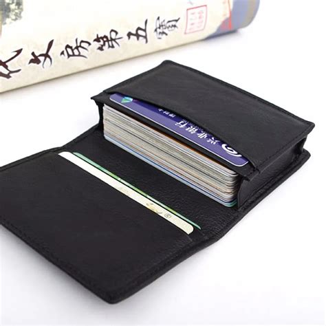 Card Case Leather Gloss Black Wallet Business Cards Card - Etsy