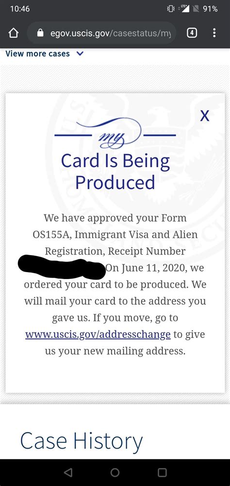 According to Lawfully's data analysis of USCIS case status message updates, among the people who received the status message "New Card Is Being Produced," the most probable next update message is "Case Was Approved," (at 93%) after an average of 1 days. The second most probable message is "Card Was Mailed To Me," (at 4%) after an average of 4 days.. 