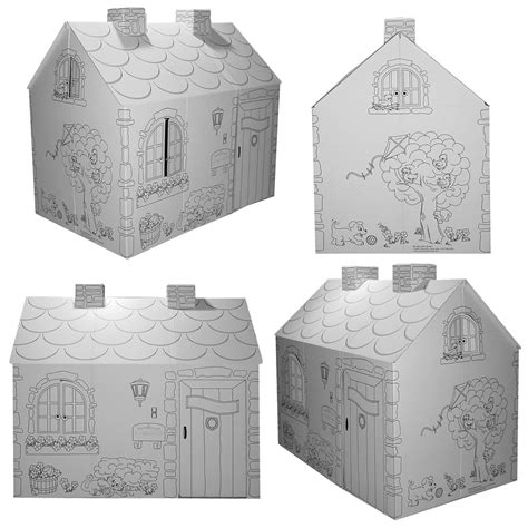 Cardboard House to Color - Etsy