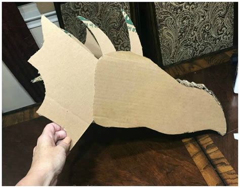 Cardboard dragon head template.  Dragon Head Helmet Cardboard Template with Video Tuto...