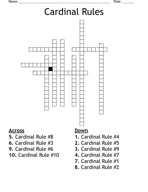Cardinal Rules Crossword WordMint