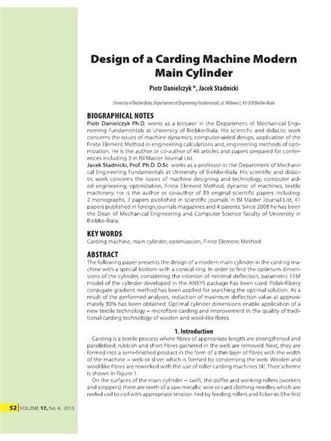 Carding machine pdf.  Optimal cylinder dimensions enable application of a new text...