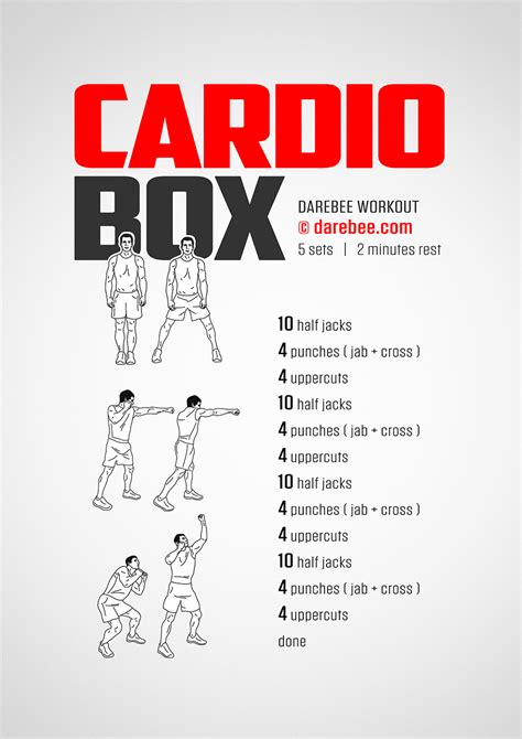 Cardio boxing workout regimen. Boxing is a full-body cardio and strength workout you can do at home to burn calories, lose weight build muscle. ... So don't shy away from including boxing in your fitness routine. Benefits of ... 