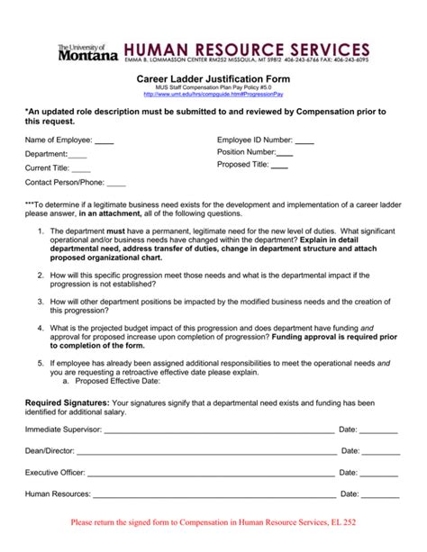Career Ladder Justification Form this request.