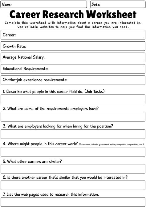 Career Research Worksheet