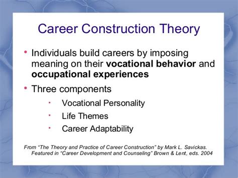 Drawing upon the career construction theory (Savicka