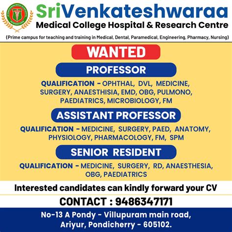 Careers – Sri Venkateshwaraa Medical College Hospital