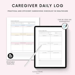 Caregiver Daily Tasks Log With Time Worked Sign in and Sign Etsy UK