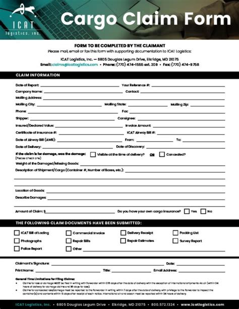 Cargo Claim Form ICAT Logistics