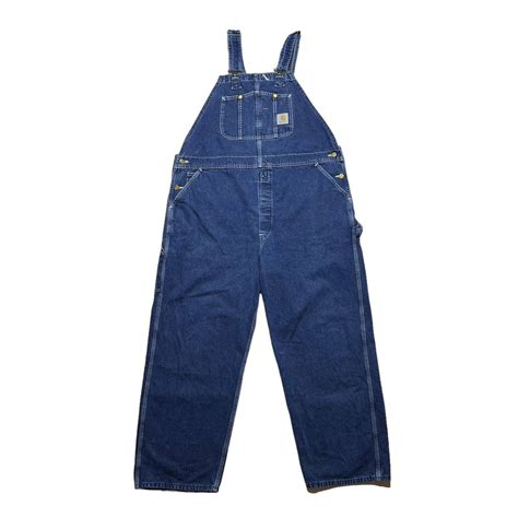 Carhartt Denim Blue Jean work Bib Overalls Farm Carpenter …