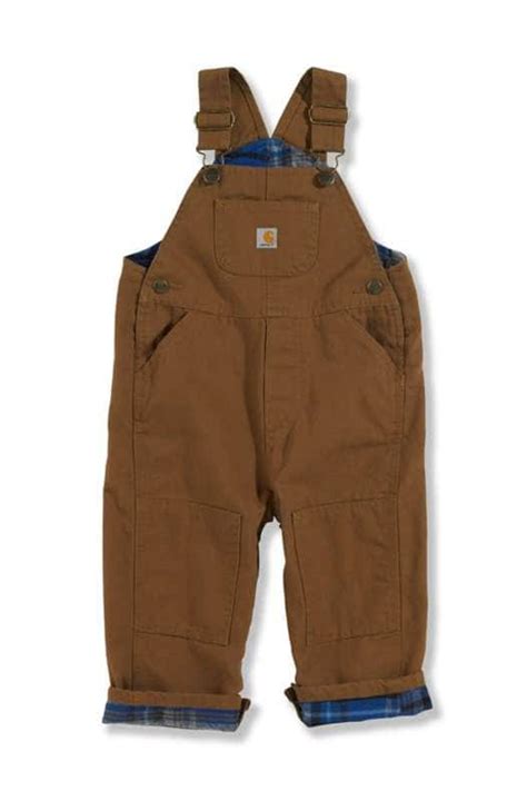 Carhartt Overalls Boys 12M Brown Canvas Bibs Fleece Lined Jean